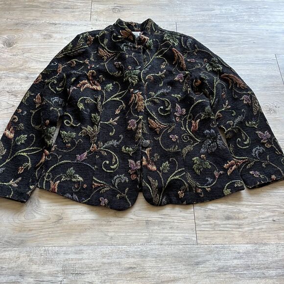 Tapestry Coat Vintage Women's Medium Fieldgear Black Whimsygoth Fall Goth - Picture 2 of 8